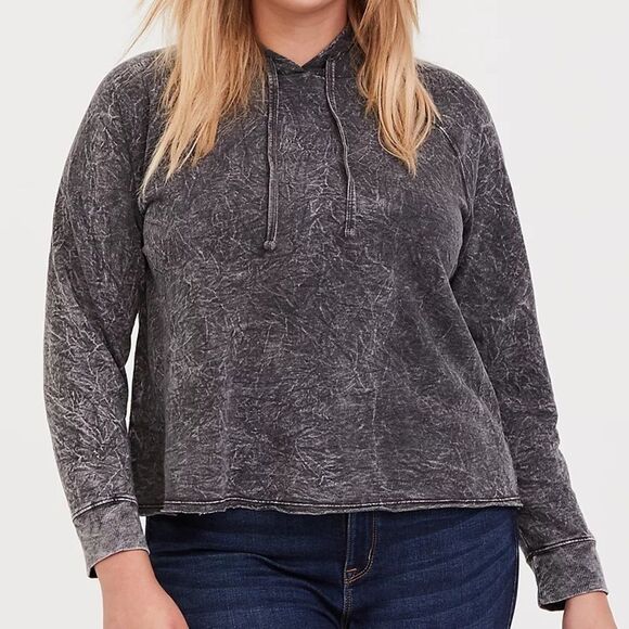 TORRID BLACK MINERAL WASH MIDI HOODIE - Picture 7 of 7